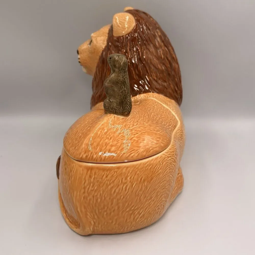 Vintage 1991 Hearth & Home Lion Meerkat Cookie Jar Serengeti Safari Jungle Rare